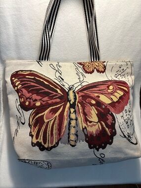 Canvas Tapestry Butterfly Tote